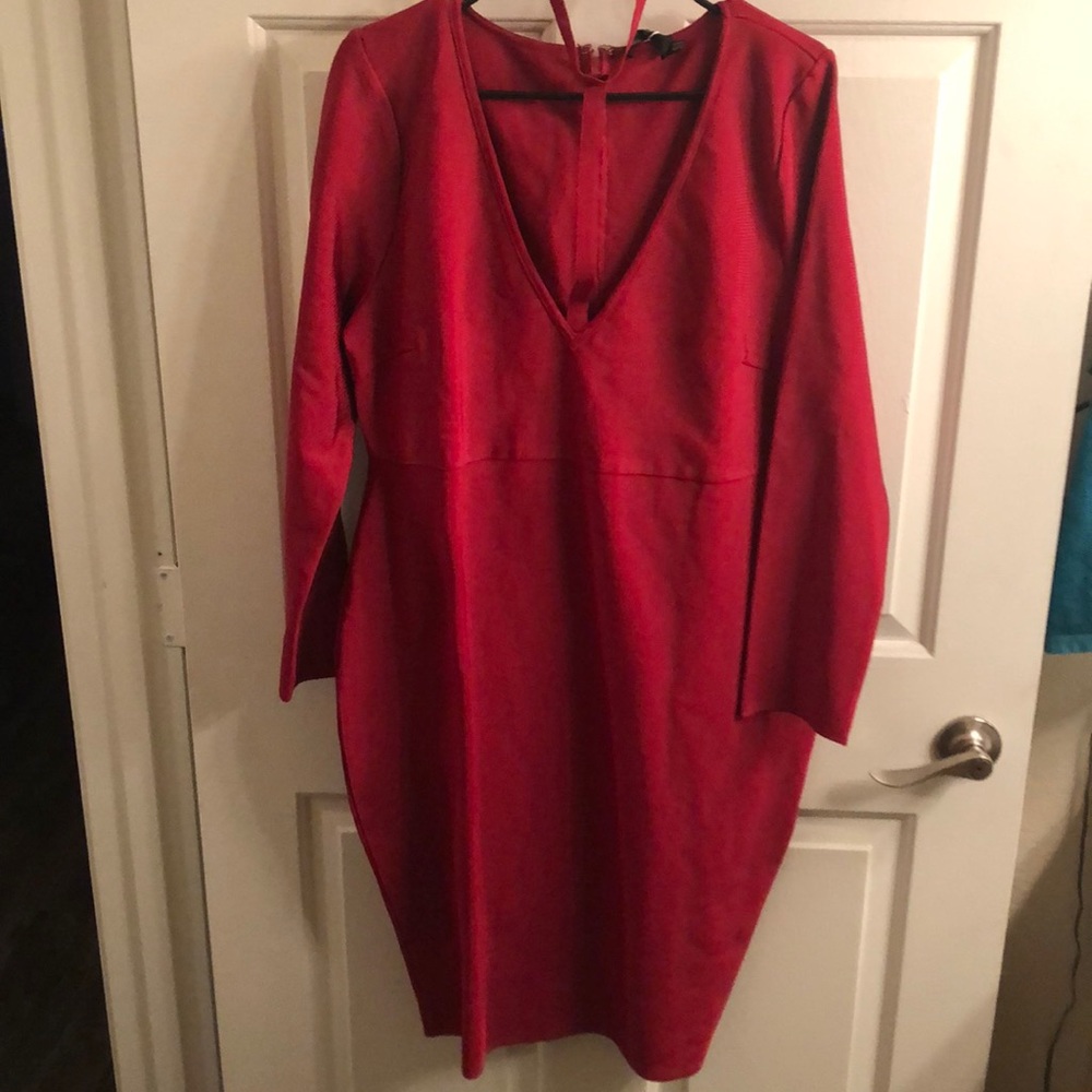 Red missguided bandage dress size 16